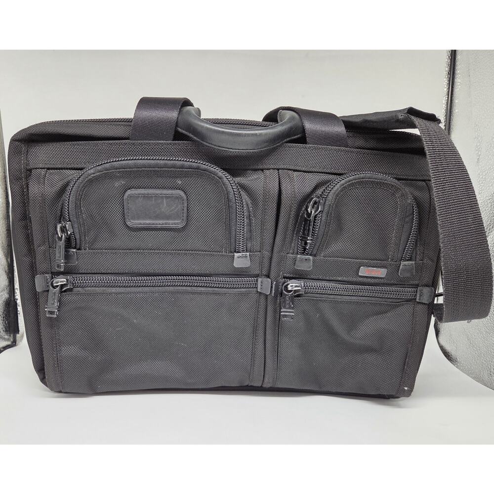 Tumi Alpha Briefcase 26141DH Black Ballistic Nylon Organizer Bag w/Laptop Sleeve